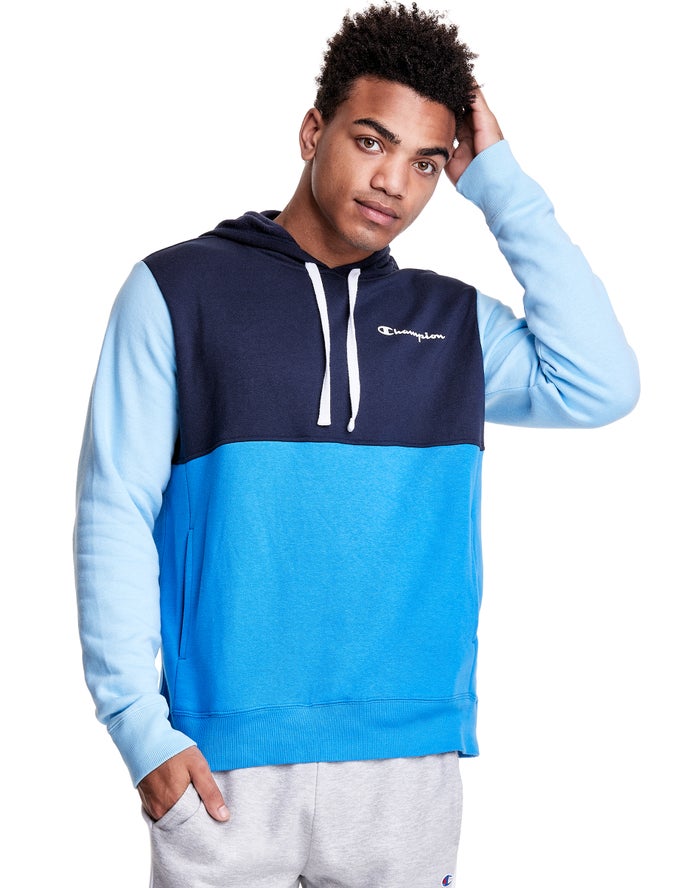 Champion Hoodie Heren - Donkerblauw/Blauw - Colorblock Fleece ( 329085-VJD )